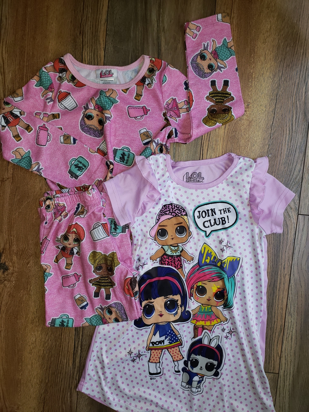 L.O.L. Surprise! Girls Pink Character Pajama Set & Gown Bundle Sz 4Y
